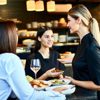 Restaurant training session with a female leading a conversation with a restaurant staff-1